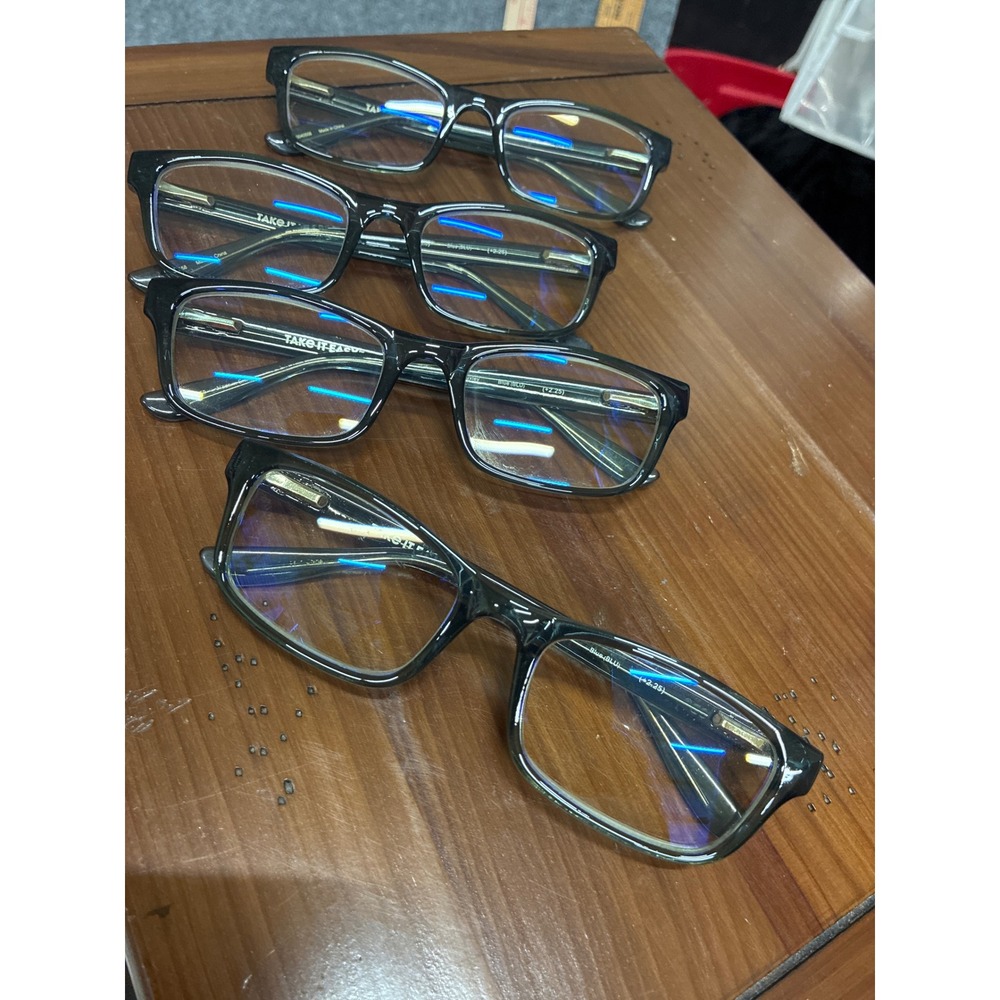 Blue Light +2.25  Reading Glasses Blue Rectangular Frames Lot of 4